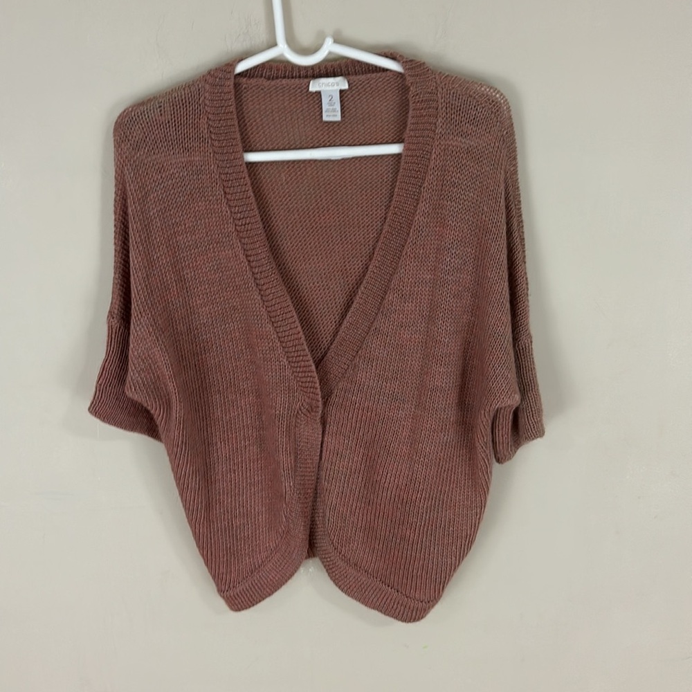 Chicos Wool Blend  Fall One Snap Cardigan Sweater Size 2(12)